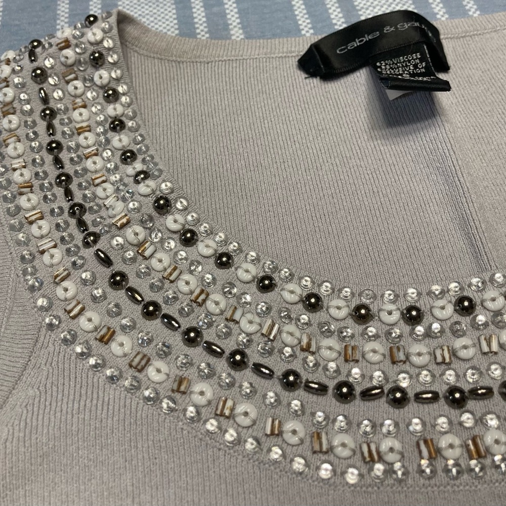 💛TODAY***$15***Cable & Gauge silver embellished tank top. - Picture 3 of 4